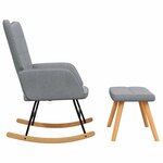 vidaXL Chaise à bascule avec tabouret Gris clair Tissu