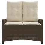vidaXL Banc inclinable de jardin avec coussins marron résine tressée