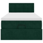 vidaXL Cadre de lit ottoman avec matelas vert foncé 100x200 cm velours