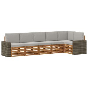 vidaXL Ensemble de canapés d'extérieur 6 pc Naturel et gris clair
