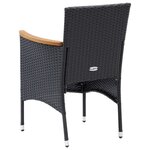 vidaXL Ensemble à dîner de jardin avec coussins 3 Pièces poly rotin noir
