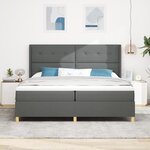 Lit Box Spring avec Matelas & LED Gris Foncé 200x200 cm Tissu