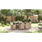 vidaXL Ensemble de salle à manger pour jardin 7 Pièces Beige polyrotin