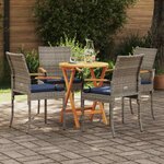 vidaXL Chaises de jardin avec coussin 4 Pièces Gris et bleu marine