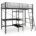 vidaXL Lit superposé avec cadre de table Noir Métal 90x200 cm