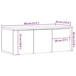 vidaXL Meuble TV chêne artisanal 80x34x30 cm bois d'ingénierie