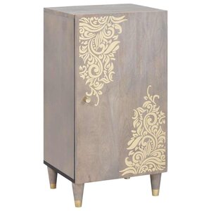 vidaXL Buffet Gris et or 40 x 33 x 75 cm Bois de mangue massif