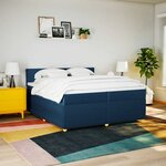vidaXL Sommier à lattes de lit avec matelas Bleu 200x200 cm Tissu