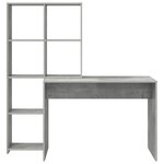 vidaXL Bureau Gris béton 138.5 x 55 x 143 cm Bois d'ingénierie