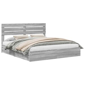 vidaXL Lit de Rangement Gris Sonoma 180 x 200 cm Bois d'ingénierie