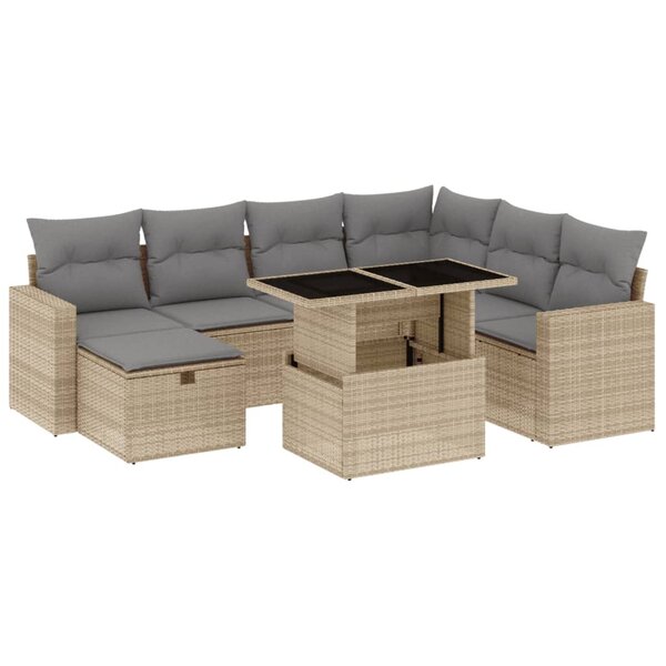 vidaXL Salon de jardin avec coussins 8 Pièces beige résine tressée