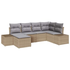 vidaXL Ensemble de canapé de jardin 6 Pièces Beige et gris polyrotin