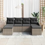 vidaXL Ensemble de salle à manger pour jardin avec coussin 6 Pièces Gris