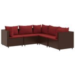vidaXL Salon de jardin 5 Pièces avec coussins Marron Résine tressée
