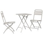 vidaXL Ensemble de Bistro Pliable 3 Pièces en Acier Beige de