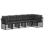vidaXL Ensemble de canapé de jardin 6 Pièces Noir polyrotin
