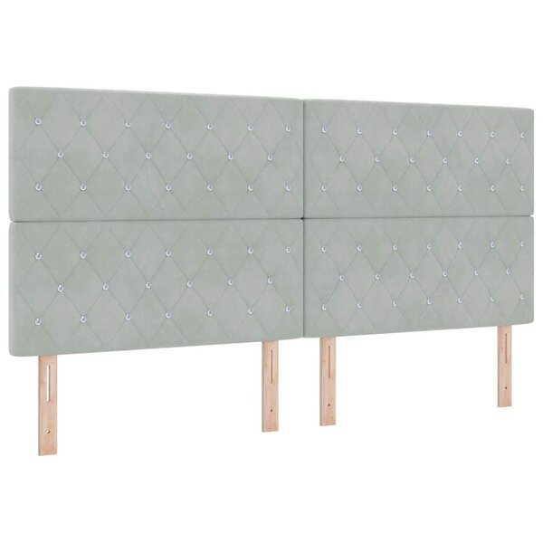vidaXL Lit à ressort LED avec matelas Gris clair 200 x 200 cm Velours