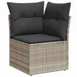vidaXL Salon de jardin avec coussins 7 Pièces gris clair résine tressée