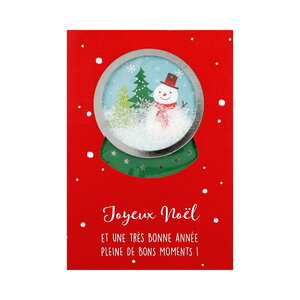 Carte de voeux - fêtes de fin d'année - joyeux noël - boule a neige