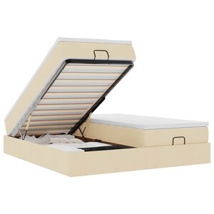 VidaXL Cadre de lit ottoman avec matelas crème 200x200cm tissu