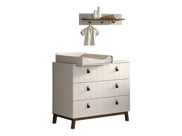 Ensemble Chambre sezane commode + plan à langer + étagère murale clay