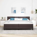 vidaXL Lit à ressorts avec matelas Marron foncé 200 x 200 cm tissu
