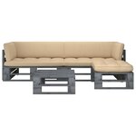 vidaXL Salon de jardin palette 4Pièces avec coussins Pin imprégné de gris