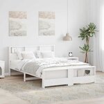 vidaXL Cadre de lit Blanc 150 x 200 cm Bois massif en pin