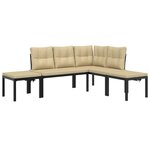 vidaXL Salon de jardin avec coussins 4 Pièces noir acier enduit de poudre