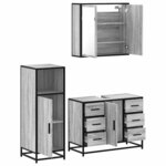vidaXL Ensemble de meubles de salle de bain 3 Pièces Sonoma gris