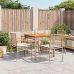 vidaXL Ensemble à manger de jardin avec coussins 5Pièces Beige poly rotin