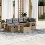 vidaXL Salon de jardin avec coussins 7 Pièces beige résine tressée