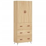 vidaXL Buffet haut Chêne sonoma 69 5x34x180 cm Bois d'ingénierie