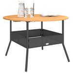 vidaXL Table de jardin et dessus en bois d'acacia noir résine tressée