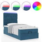 vidaXL Cadre de lit ottoman avec matelas bleu foncé 100x200 cm velours