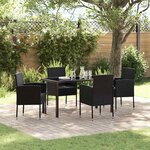 vidaXL Ensemble de salle à manger pour jardin 5 Pièces Noir polyrotin