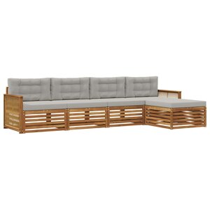 vidaXL Ensemble de canapés d'extérieur 5 pc Naturel et gris clair