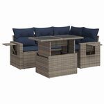 vidaXL Salon de jardin 5 Pièces avec coussins gris résine tressée acacia