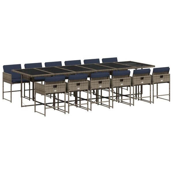 vidaXL Ensemble à manger de jardin avec coussins 13 Pièces résine tressée