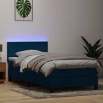 vidaXL Sommier à lattes de lit et matelas et LED bleu foncé 80x220 cm velours
