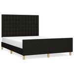 vidaXL Cadre de lit avec tête de lit Noir 140x190 cm Tissu