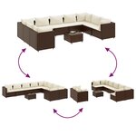 vidaXL Salon de jardin 10 Pièces avec coussins marron résine tressée