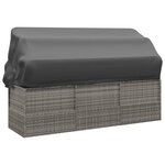 vidaXL Lit de salon d'extérieur toit et coussins Gris Résine tressée