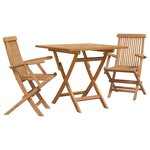vidaXL Ensemble Bistro de Jardin Pliable 3 Pièces en Bois Massif d'Acacia