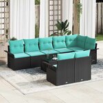 vidaXL Ensemble de canapé de jardin avec stockage 9 Pièces Noir polyrotin