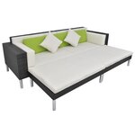 vidaXL Salon de jardin 4 Pièces avec coussins Résine tressée Noir