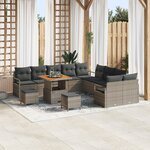 Ensemble de canapé de jardin 13 pièces avec coussins en gris en poly rotin