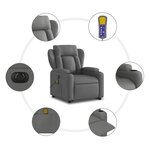 vidaXL Fauteuil inclinable de massage électrique Gris foncé Tissu