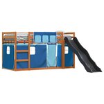 vidaXL Lit superposé sans matelas avec toboggan et rideaux 90x200 cm