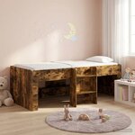 vidaXL Cadre de Lit Élevé pour Enfants 2 Pièces Chêne fumé 98 5 x 200 cm